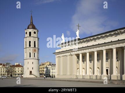 Cattedrale e campanile di Vilnius. Lituania Foto Stock