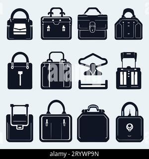 Borsa portadocumenti Vector Set gratuita con silhouette. Illustrazione Vettoriale