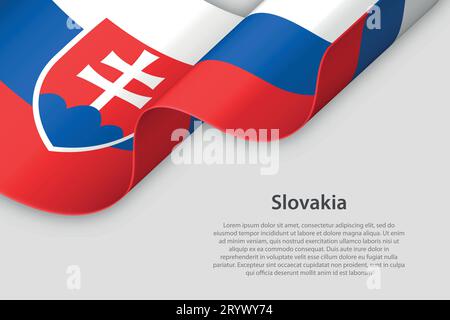 Nastro 3d con bandiera nazionale Slovacchia isolato su sfondo bianco con spazio copioso Illustrazione Vettoriale
