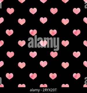 Motivo senza cuciture acquerello con cuori rossi. Immagine per un poster o una copertina. Texture ripetuta. Figura per i tessili. Ideale per la festa di San Valentino Foto Stock