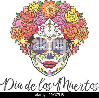 Bella donna con trucchi di zucchero Illustrazione Vettoriale