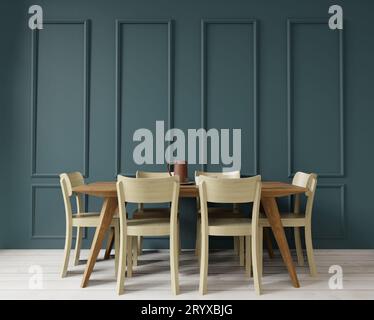 Sala da pranzo, spazio fotocopie su sfondo verde in stile art deco Foto Stock