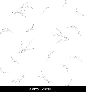 Modello rami, illustrazioni modello foresta, modello senza cuciture acquerello, sfondo bianco, qualità di stampa Foto Stock