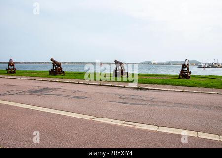 Pointe aux Cannon Battery a St Pierre, Francia Foto Stock