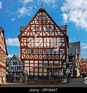 Case a graticcio nel centro storico, Deutsche Fachwerkstrasse, Limburg an der Lahn, Germania Foto Stock