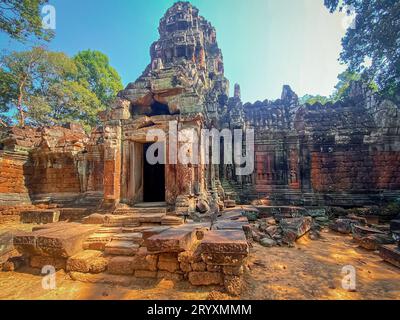 TA Som, Tasaom, un piccolo tempio buddista ad Angkor, Cambogia. Foto Stock