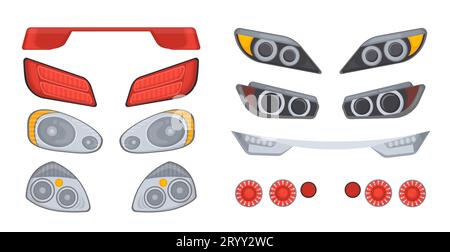 Set di fari per auto Vector Concept Illustrazione Vettoriale