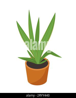 Impianto isometrico nel concetto vettoriale di vaso di fiori Illustrazione Vettoriale