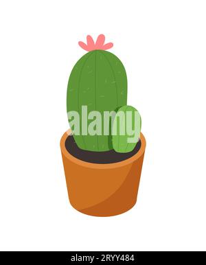 Impianto isometrico nel concetto vettoriale di vaso di fiori Illustrazione Vettoriale