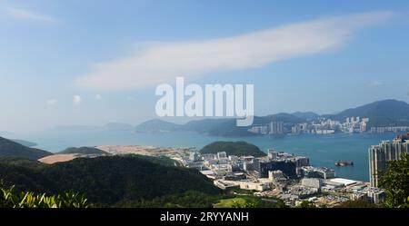 Vista della zona industriale di Tseung Kwan O. Foto Stock