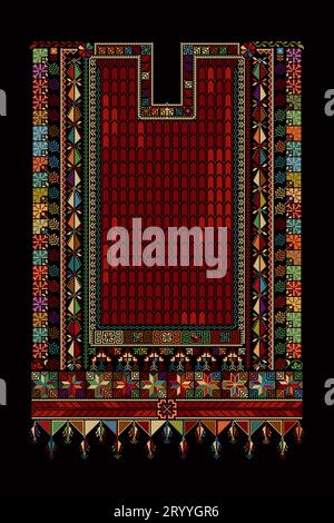 Ricamo vettore Tatreez template, Palestinese moda collo ornamento Foto Stock