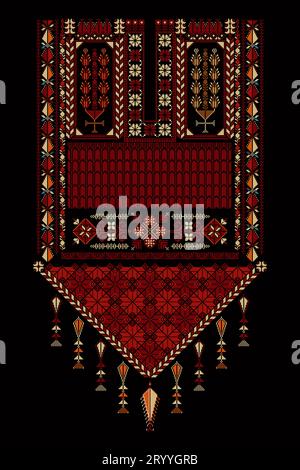 Ricamo vettore Tatreez template, Palestinese moda collo ornamento Foto Stock