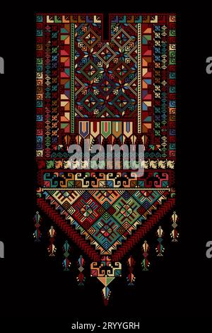 Ricamo vettore Tatreez template, Palestinese moda collo ornamento Foto Stock