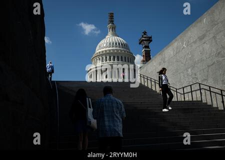 Washington, USA. 2 ottobre 2023. Una vista generale del Campidoglio degli Stati Uniti, a Washington, DC, lunedì 2 ottobre, 2023. (Graeme Sloan/Sipa USA) credito: SIPA USA/Alamy Live News Foto Stock