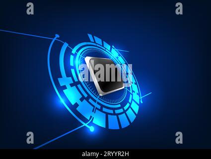 Background tecnologico Microchip funge da centro cerebrale e nervoso dei dispositivi elettronici che ricevono comandi ed elaborano grandi quantità di infor Illustrazione Vettoriale