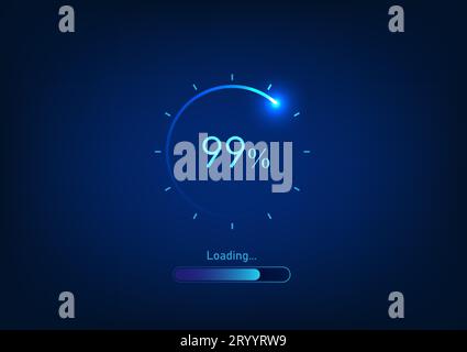 La schermata Download in background della tecnologia mostra un numero di stato. È una raccolta di informazioni adatte a illustrazioni, poster, schermate di gioco, accessi Illustrazione Vettoriale