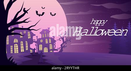 illustrazione banner orizzontale gradient vector happy halloween Illustrazione Vettoriale