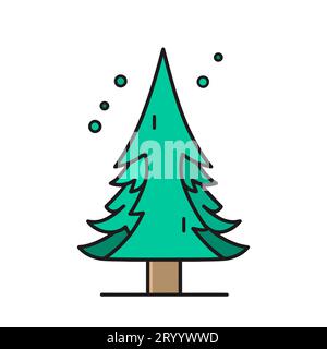 Icona dell'albero di Natale. Icona dell'albero di natale dei cartoni animati isolata. Illustrazione vettoriale. Simpatica icona delle vacanze Illustrazione Vettoriale
