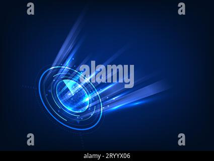 Background tecnologico radar si tratta di una tecnologia utilizzata per rilevare corpi estranei che entrano nell'area e riportare i risultati. Si tratta di un'innovazione a cui siamo abituati Illustrazione Vettoriale