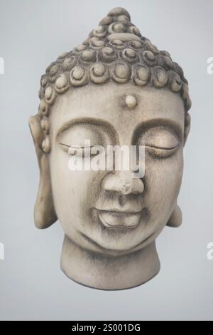 Testa di Buddha isolata. Buddha Shakyamuni Foto Stock