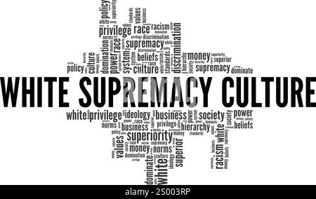 White Supremacy Culture Word cloud Conceptual design isolato su sfondo bianco. Illustrazione Vettoriale