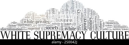 White Supremacy Culture Word cloud Conceptual design isolato su sfondo bianco. Illustrazione Vettoriale