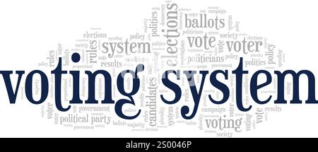 Progettazione concettuale Word cloud del sistema di voting isolata su sfondo bianco. Illustrazione Vettoriale