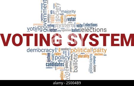 Progettazione concettuale Word cloud del sistema di voting isolata su sfondo bianco. Illustrazione Vettoriale