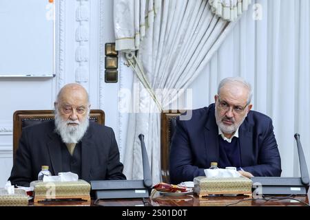 Il presidente iraniano Masoud Pezeshkian, partecipa a un incontro sul decentramento del presidente iraniano di Teheran Masoud Pezeshkian, partecipa a un incontro sul decentramento di Teheran, Iran, il 23 dicembre 2024. Foto di Iranian Presidency Office Teheran Teheran Iran, Islamic Republic of 231224 Iran IPO 1 003 Copyright: XapaimagesxIranianxPresidencyxOfficexxapaimagesx Foto Stock