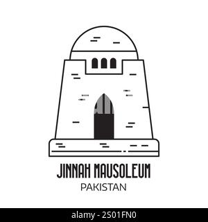 Jinnah Mausoleum Mazar-e-Quaid in Pakistan Illustrazione Vettoriale