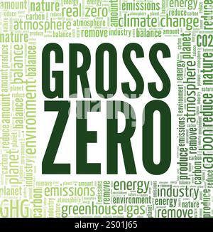 Progettazione concettuale del cloud a parole Gross Zero isolata su sfondo bianco. Illustrazione Vettoriale