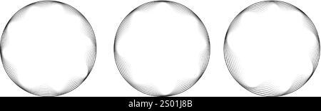 Cornice astratta con angoli interni ondulati. Bordo arrotondato con sottili linee nere. Illustrazione Vettoriale