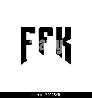 Logo FFK Letter per l'azienda tecnologica. Combinazione di colori bianco e nero con logo FFK. Logo FFK, vettore FFK, design FFK, icona FFK, alph FFK Illustrazione Vettoriale