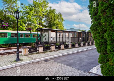 Mokra Gora, Serbia - 22 giugno. 2023: Stazione ferroviaria e attrazione turistica della ferrovia a scartamento ridotto Sargan Eight, stazione ferroviaria di Mokra gora, Serbia. Foto Stock