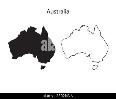 Illustrazione vettoriale della mappa dell'Australia, schizzo dello scarabeo mappa dell'Australia, sagoma della mappa dell'Australia, paese dell'Australia Illustrazione Vettoriale