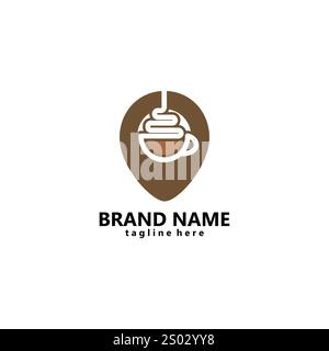 design vettoriale del logo del marcatore del caffè Illustrazione Vettoriale