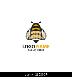 vettore di design del logo bell bee Illustrazione Vettoriale