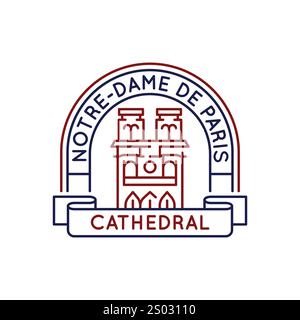 Logo semplice con l'icona della cattedrale di Notre-Dame Illustrazione Vettoriale