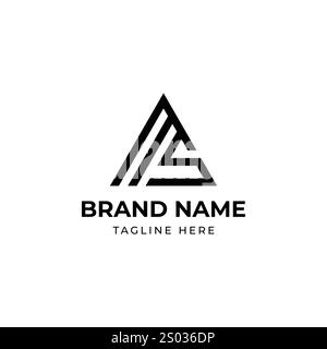 Lettera iniziale m e S, modello vettoriale del logo triangolare combinato MS Illustrazione Vettoriale