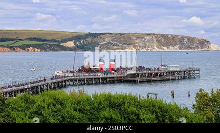 Il piroscafo Waverley lascia il Molo di Swanage il 4 settembre 2024. Foto Stock