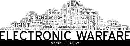 Progettazione concettuale di cloud Word di Electronic Warfare isolata su sfondo bianco. Illustrazione Vettoriale