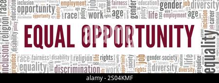 Design concettuale Word cloud a pari opportunità isolato su sfondo bianco. Illustrazione Vettoriale