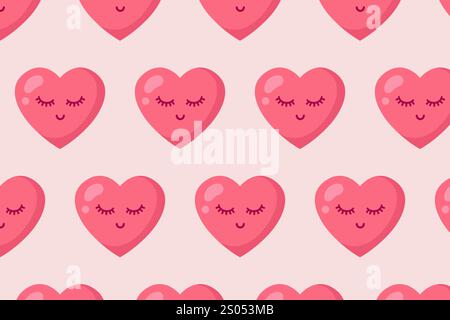 Cuore carino. Buon San Valentino. Ripetizione vettoriale in stile piatto. Illustrazione Vettoriale