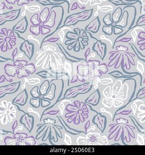 Fiori pastello colorati senza cuciture Illustrazione Vettoriale