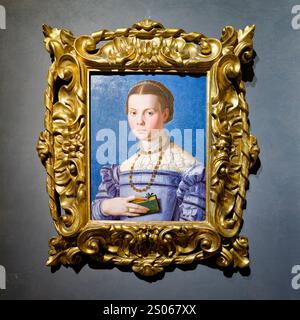 Firenze Toscana Italia. Galleria degli Uffizi. Bronzino. Ritratto di una ragazza con un libro Foto Stock