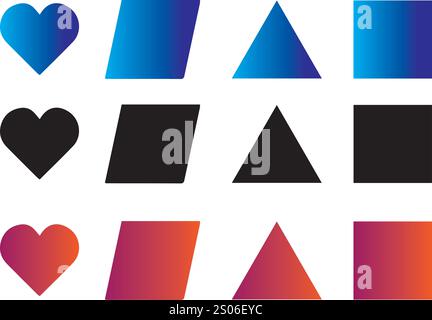 Forme geometriche vettoriali, quadrate, triangolari, cubo, rotonde, i disegni a stella impostano i progetti Illustrazione Vettoriale