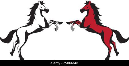 disegni vettoriali di sagome dei cavalli colorati Illustrazione Vettoriale
