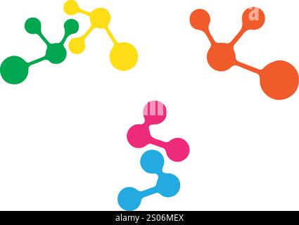 disegni molecolari con set di colori vettoriali Illustrazione Vettoriale