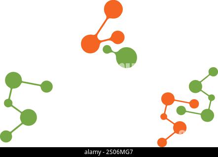 disegni molecolari con set di colori vettoriali Illustrazione Vettoriale