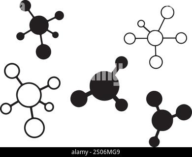 disegni molecolari con set di colori vettoriali Illustrazione Vettoriale